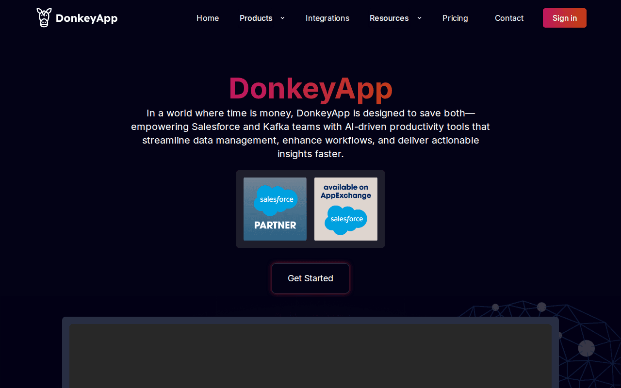 DonkeyApp homepage preview